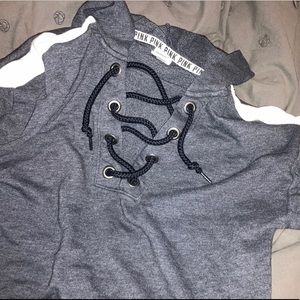 Lace up high low hoodie